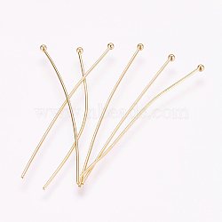 304 Stainless Steel Ball Head Pins, Real 18K Gold Plated, 45x0.6mm(STAS-I312-B03-G02)