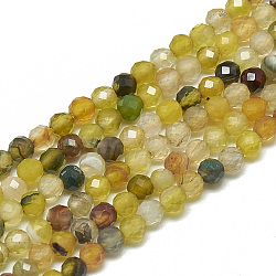 Natural Yellow Green Agate Beads Strands, Faceted, Round, Dyed, 3~3.5mm, Hole: 0.3mm, about 113pcs/strand, 14.9 inch(G-S300-06-3mm)