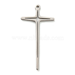 304 Stainless Steel Pendants, Star Charm, Stainless Steel Color, 25.5x13x1mm, Hole: 0.9mm(STAS-G318-11P)