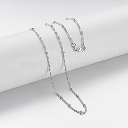 Brass Chain Necklaces, Curb Chain, with Lobster Clasps, Platinum, 16.8 inch(X-MAK-F013-07P)