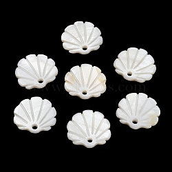 Natural Freshwater Shell Pendants, Shell Shape Charm, White, 17.5~18x18.5~19x2.5~3mm, Hole: 2mm(SH-CBA93AD-11)