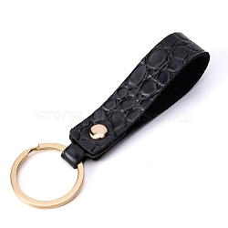 PU Leather Keychain, Black, 8cm(PW-WG89616-02)