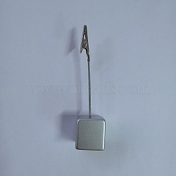 Square Base Resin Memo Holders, with Steel Wires & Iron Alligator Clip, Silver, 115mm(AJEW-WH0141-04A)