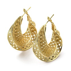 Rack Plating Brass Twist Teardrop Hoop Earrings, Lead Free & Cadmium Free, Real 18K Gold Plated, 36x33x13mm(EJEW-D063-01G)