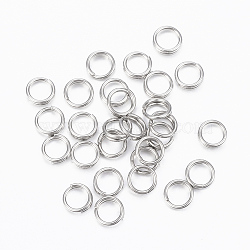 304 Stainless Steel Split Rings, Double Loops Jump Rings, Stainless Steel Color, 4.5x1mm, about 3.5mm inner diameter(X-STAS-H413-04P-A)