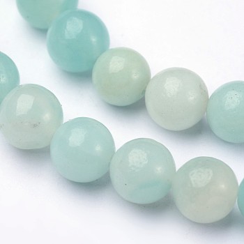 Natural Flower Amazonite Round Bead Strands, 6mm, Hole: 1mm, about 61pcs/strand, 15.3 inch