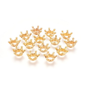 Tibetan Style Alloy Bead Caps, Crown, Golden, 13x6mm, Hole: 6mm