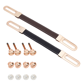 CHGCRAFT 2 Sets 2 Colors PU Leather Sliding Bag Handles, with Light Gold Aluminium Alloy Findings, for Bag Straps Replacement Accessories, Mixed Color, 304x23x7.5mm, 1set/color