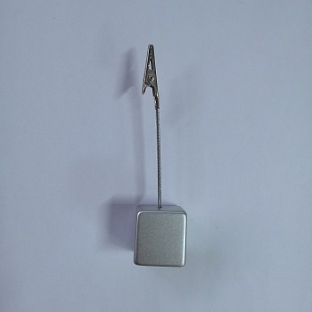 Square Base Resin Memo Holders, with Steel Wires & Iron Alligator Clip, Silver, 115mm