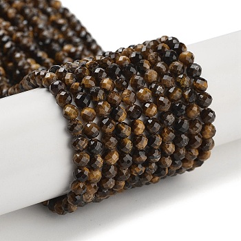 Natural Tiger Eye Beads Strands, Faceted, Round, Grade AB+, 3.5mm, Hole: 0.5~0.6mm, about 109~114pcs/strand, 15.24~15.75 inch(38.7~40cm)