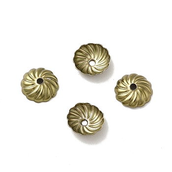 Ion Plating(IP) 304 Stainless Steel Bead Caps, Flower, Antique Bronze, 7x2mm, Hole: 1mm