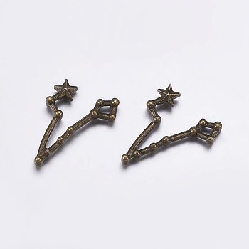 Alloy Cabochons, Constellation/Zodiac Sign, Antique Bronze, Pisces, 23x12x3mm