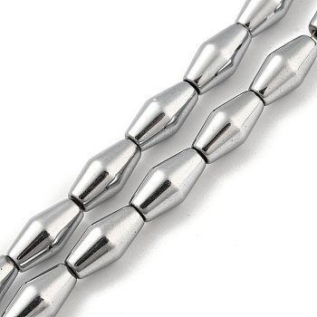 Electroplated Synthetic Non-magnetic Hematite Beads Strands, Bicone, Platinum Plated, 6.2~6.5x12~12.5mm, Hole: 1.4mm, about 33pcs/strand, 16.89''(42.9cm)