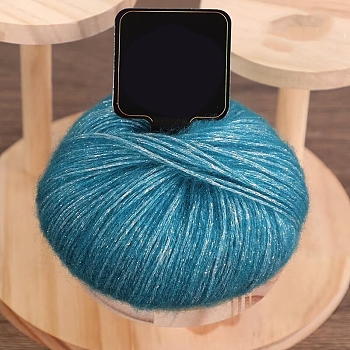 Mohair Glitter Yarn, for Weaving, Knitting & Crochet, Dark Turquoise, 1.5~2mm, about 25g/Skein