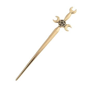 Alloy Hair Sticks, Sword, Hair Accessories for Women, Antique Golden, 138x30mm