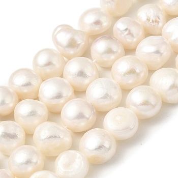 Natural Cultured Freshwater Pearl Beads Strands, Two Sides Polished, Grade 2A, Antique White, 11~12mm, Hole: 0.5mm, about 17pcs/strand, 7.09 inch(18cm)