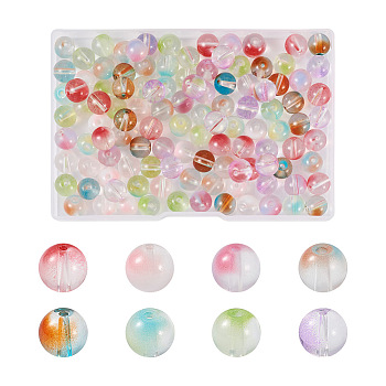 120Pcs 8 Colors Transparent Glass Beads, Round, Mixed Color, 10x9.5mm, Hole: 1.4mm, 15pcs/color