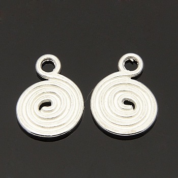 Tibetan Style Alloy Flat Round Vortex Pendants, Cadmium Free & Lead Free, Silver Color Plated, 13x1mm