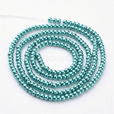 3mm Teal Round Glass Pearl Beads