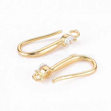 Brass Micro Pave Clear Cubic Zirconia Earring Hooks(X-ZIRC-S068-006-NF)-2