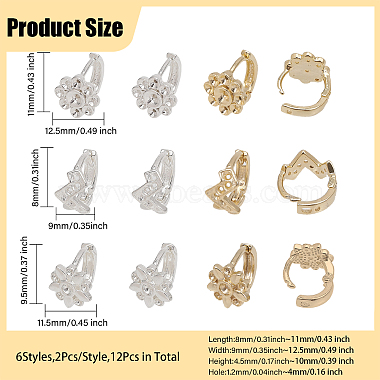 12Pcs 6 Style Brass Hoop Earring Findings(KK-CA0002-45)-2