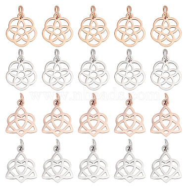 Rose Gold & Stainless Steel Color Flower 304 Stainless Steel Pendants