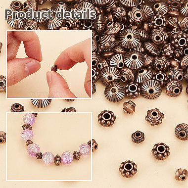 Elite 300 pcs 6 styles perles d'espacement en alliage de style tibétain(TIBEB-PH0005-04)-4