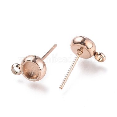 Ion Plating(IP) 304 Stainless Steel Stud Earring Settings(STAS-I161-01A-RG)-2