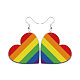 Rainbow Color Pride Flag PU Leather Heart Dangle Earrings(RABO-PW0001-018B)-1