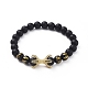 Bracelets extensibles en perles d'agate noire naturelle (teintes)(BJEW-JB04801-02)-1