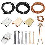 Iron Bolo Tie Slider Clasp, Alloy Cord Ends, Cowhide Leather Braided Rope, Mixed Color, 4mm(DIY-GA0002-99)