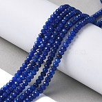 Dyed Natural Malaysia Jade Rondelle Beads Strands, Faceted, Dark Blue, 4x2~3mm, Hole: 1mm, about 110~115pcs/strand, 14 inch(X-G-E316-2x4mm-68)