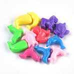 Acrylic Beads, Animal, Mixed Color, 19~23x21~25x9~11mm, Hole: 3.5~4mm(MACR-S362-01)