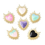 Brass Enamel Pendants, Heart Charms, Rack Plating, Long-Lasting Plated, Lead Free & Cadmium Free, Real 18K Gold Plated, Mixed Color, 22.5x19.5x3mm, Hole: 1~1.2mm(KK-K427-09G)