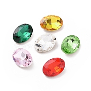 Glass Rhinestone Cabochons, Pointed Back & Silver Back Plated, Oval, Mixed Color, 14x10x5mm(GGLA-P002-02A-M)