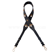 Adjustable PU Leather Purse Shoulder Straps, with Bee & Flower Stud, Alloy Swivel Clasps, Plastic Imitation Pearl Bead, for Bag Straps Replacement Accessories, Black, 109~117x4.45x1.1cm(DIY-WH0387-94B)