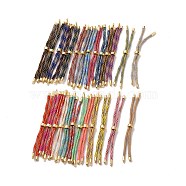 Nylon Cord Silder Bracelets, for Connector Charm Bracelet Making, with Rack Plating Golden Brass Findings, Long-Lasting Plated, Cadmium Free & Lead Free, Mixed Color, 8-5/8~9 inch(22~22.8cm), 0.3cm, Hole: 2.6mm(MAK-C003-03G)