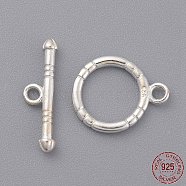 925 Sterling Silver Toggle Clasps, Ring: 14x11.5mm, Bar: 17x5mm, Hole: 1.5mm(STER-A008-21)