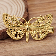 Brass Butterfly with Iron Alligator Hair Clips, Vintage Hair Accessories Decorative, Golden, 45x25mm(OHAR-PW0003-158G)