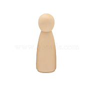 Unfinished Wooden Peg Dolls, Wooden Blank Girl Pegs, for Children's Creative Paintings Craft Toys, Antique White, 7.5x2.7cm(DOLL-PW0002-015B)