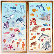 8 Sheets 8 Styles PVC Waterproof Wall Stickers, Self-Adhesive Decals, for Window or Stairway Home Decoration, Marine Animal, 200x145mm, 1 sheet/style(DIY-WH0345-219)