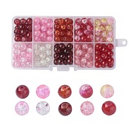 10 Colors Spray Painted Crackle Glass Beads, Round, Red, 8mm, Hole: 1.3~1.6mm, about 20pcs/color, 200pcs/box(CCG-X0010-01-8mm)