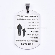 201 Stainless Steel Quote Pendants, Stamped Dog Tags, Inspirational Gifts for Daughter Jewelry, Rectangle, Laser Cut, Stainless Steel Color, 45x27x1.5mm, Hole: 4x7.5mm(STAS-T044-228P)