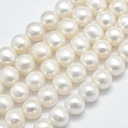 Natural Cultured Freshwater Pearl Beads Strands, Round, Beige, 7~8mm, Hole: 0.8mm, about 60pcs/strand, 15.7 inch(40cm)(PEAR-F007-26)