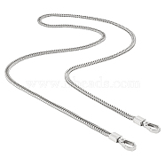 Alloy Chain Bag Handles, Bag Straps, with Iron Snap Clasp, Platinum, 120x0.7x0.35cm(FIND-WH0038-84P)