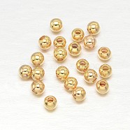 Real 18K Gold Plated Brass Round Spacer Beads, Lead Free & Cadmium Free & Nickel Free, 2mm, Hole: 1mm(X-KK-L147-197-2mm-NR)