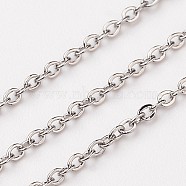 304 Stainless Steel Cable Chains, Soldered, Flat Oval, Stainless Steel Color, 2x1.5x0.4mm(CHS-L015-35)