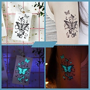 Luminous Body Art Tattoos Stickers, Removable Temporary Tattoos Paper Stickers, Glow in the Dark, Butterfly, 10.5x6cm(LUMI-PW0006-34E)