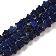 Natural Lapis Lazuli Beads Strands, Star, 6x5.5x2mm, Hole: 0.8mm, about 75pcs/strand, 14.57 inch(37cm)(G-G085-B02-02)