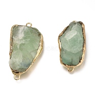 Natural Green Fluorite Links Connectors, with Golden Tone Brass Findings, Nuggets, 44.5~51x21.5~27x12~16mm, Hole: 3mm(G-Z019-01G)